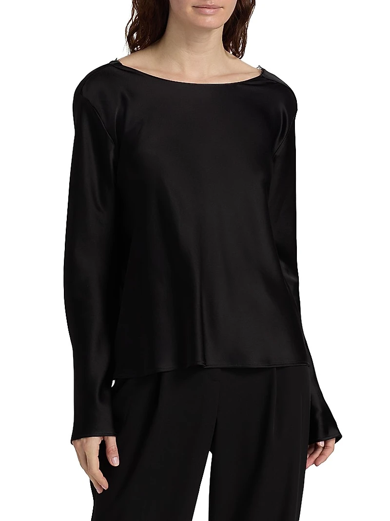 Barb Satin Lace-Trim Top