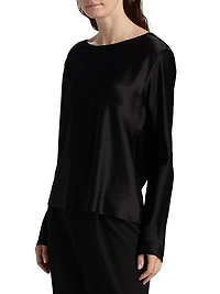 Barb Satin Lace-Trim Top