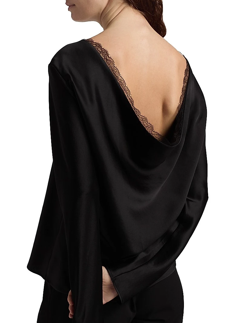 Barb Satin Lace-Trim Top