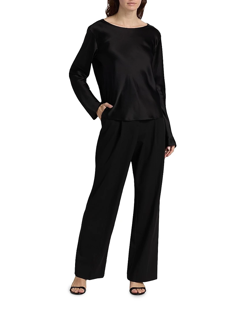 Barb Satin Lace-Trim Top