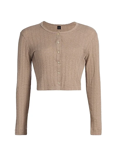 Pointelle-Knit Crop Cardigan