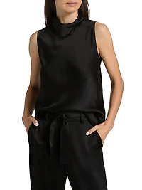 Barb Satin Cowlneck Top