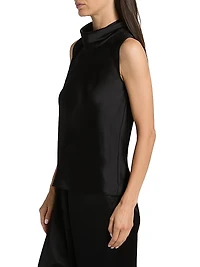 Barb Satin Cowlneck Top