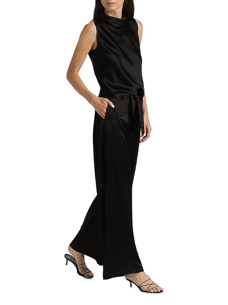 Barb Satin Cowlneck Top