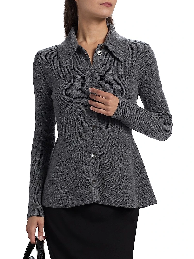 Waisted Rib-Knit Cardigan