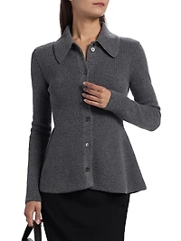 Waisted Rib-Knit Cardigan