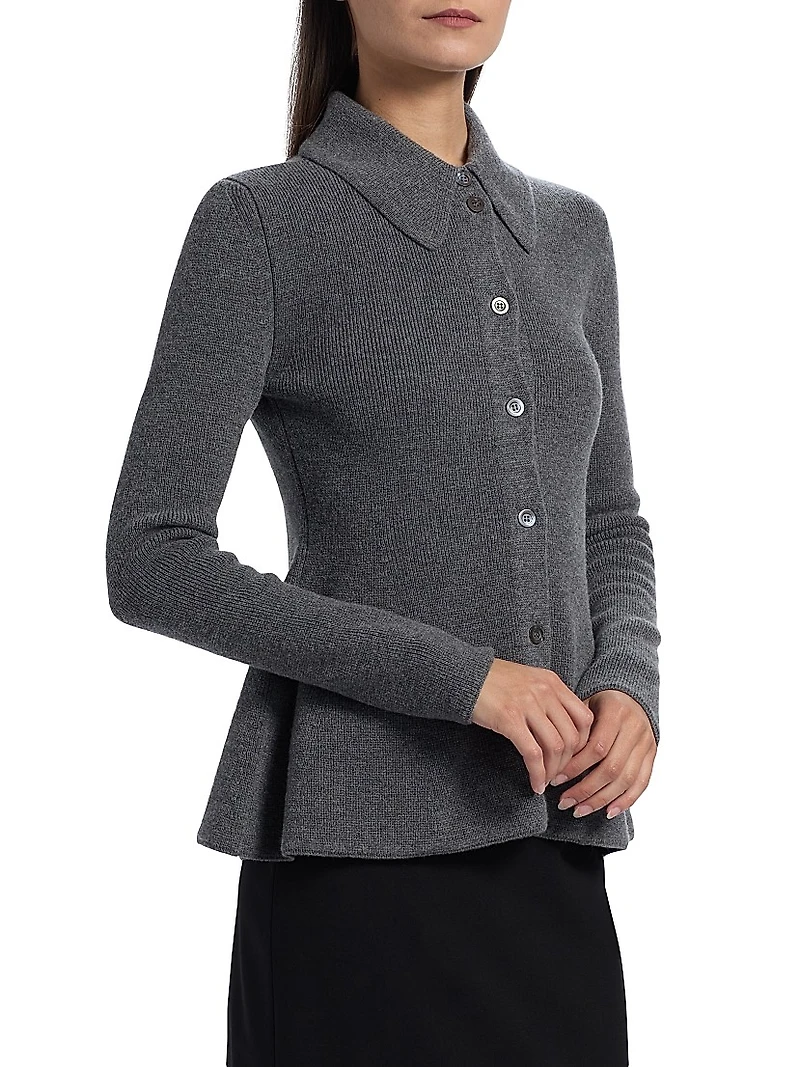 Waisted Rib-Knit Cardigan