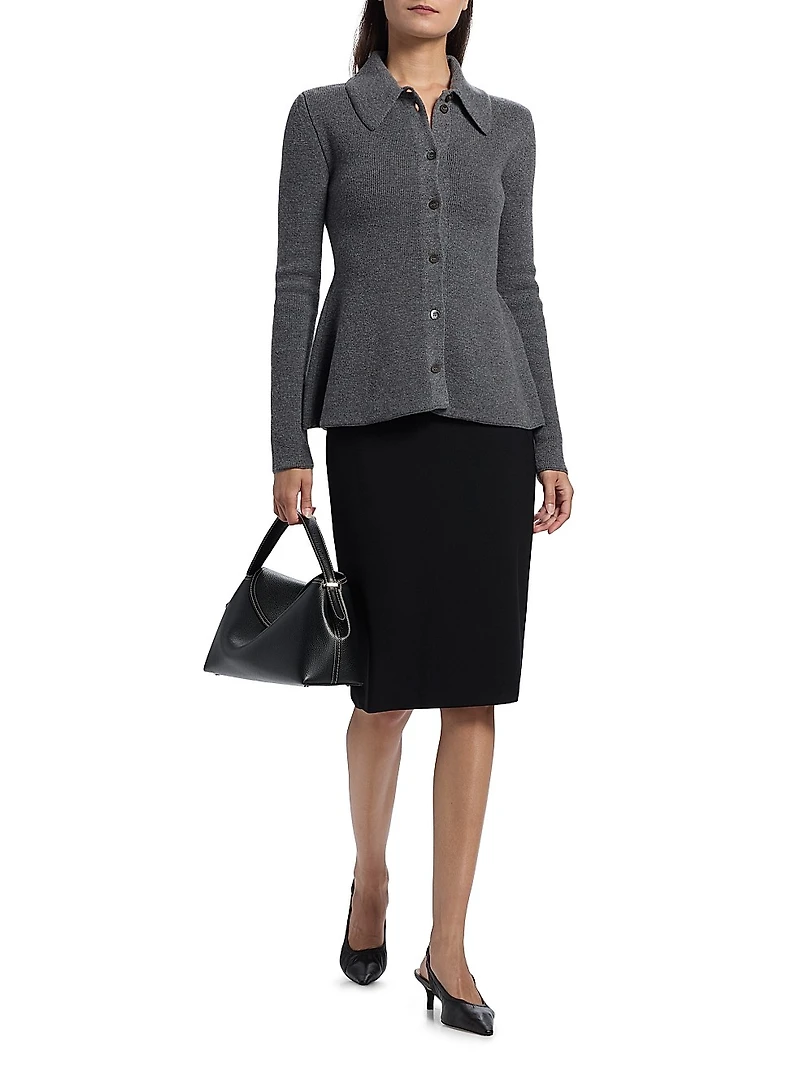 Waisted Rib-Knit Cardigan