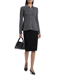 Waisted Rib-Knit Cardigan