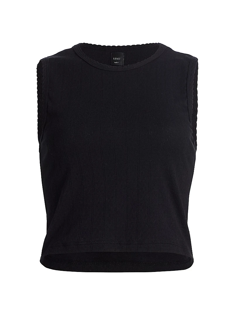 Pointelle Sleeveless Crewneck Top