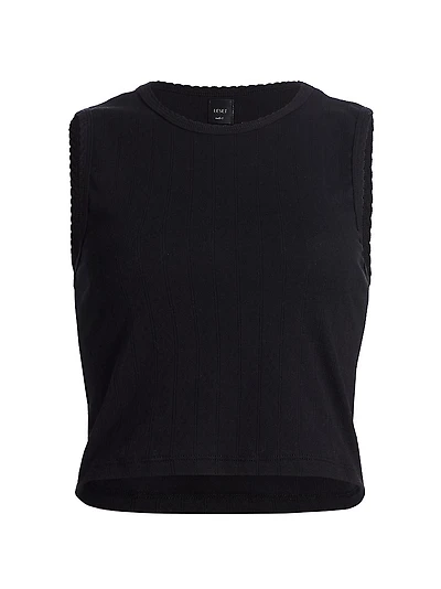 Pointelle Sleeveless Crewneck Top