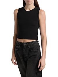 Pointelle Sleeveless Crewneck Top