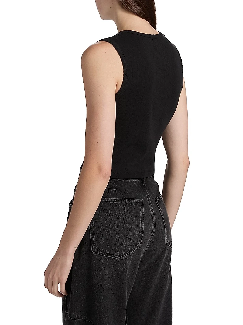 Pointelle Sleeveless Crewneck Top