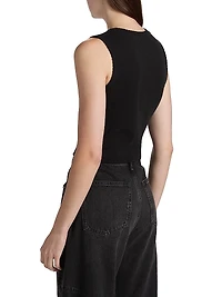 Pointelle Sleeveless Crewneck Top