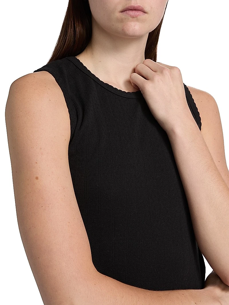 Pointelle Sleeveless Crewneck Top