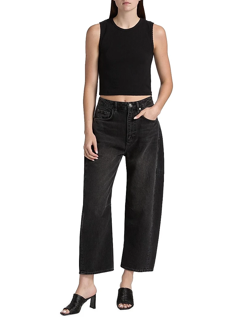 Pointelle Sleeveless Crewneck Top