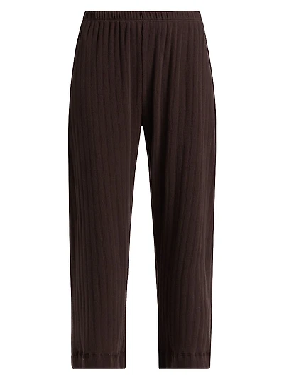 Pointelle Straight-Leg Crop Pants