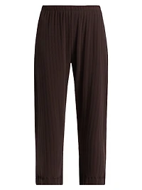 Pointelle Straight-Leg Crop Pants