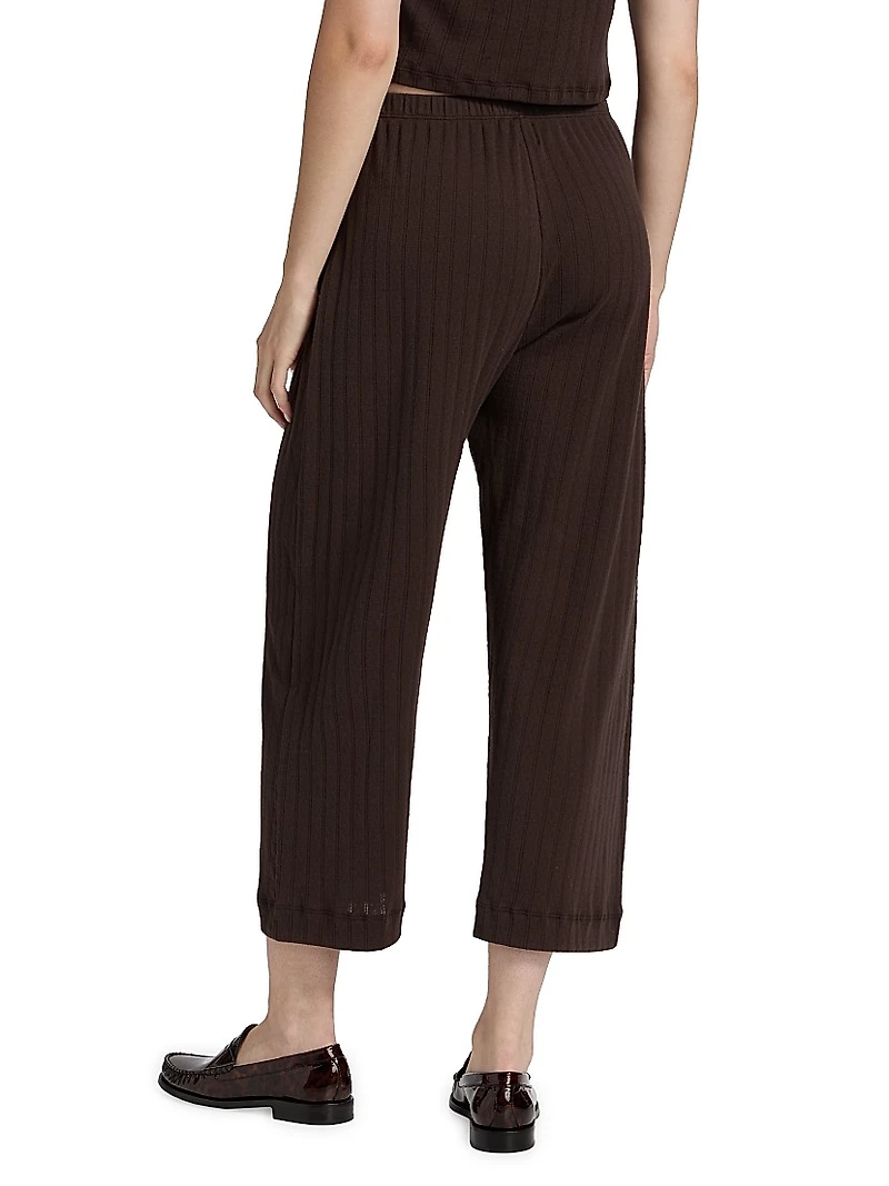Pointelle Straight-Leg Crop Pants