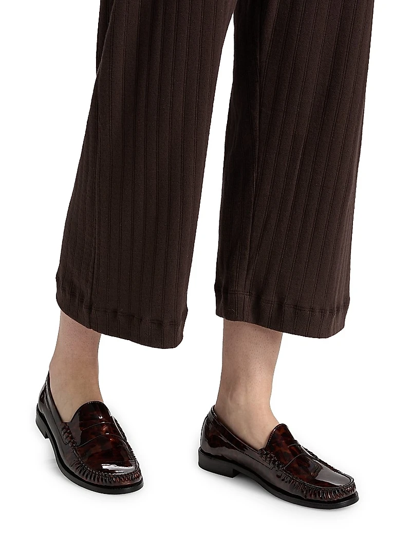 Pointelle Straight-Leg Crop Pants