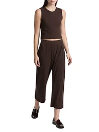 Pointelle Straight-Leg Crop Pants