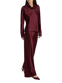 Barb Bias-Cut Satin Pants