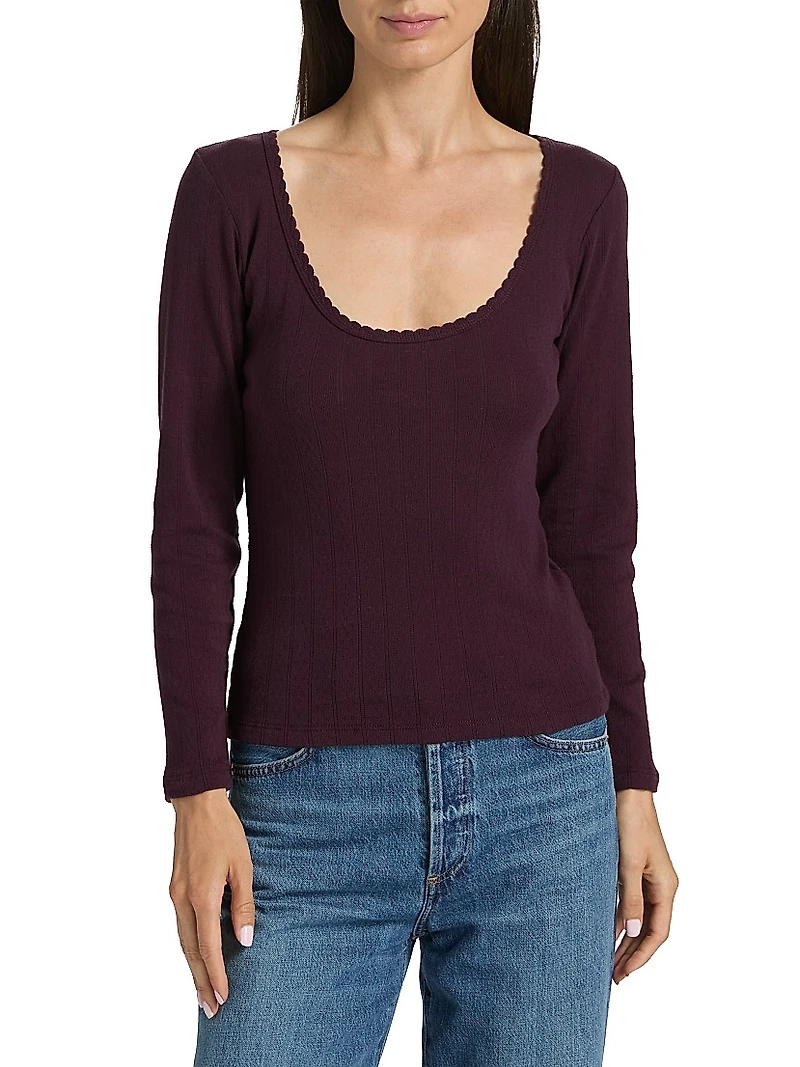 Pointelle-Knit Cotton Top