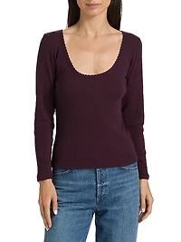 Pointelle-Knit Cotton Top