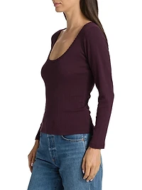 Pointelle-Knit Cotton Top