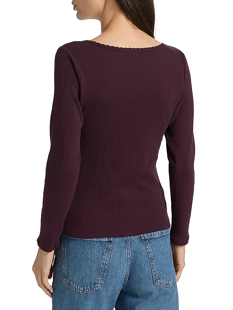 Pointelle-Knit Cotton Top