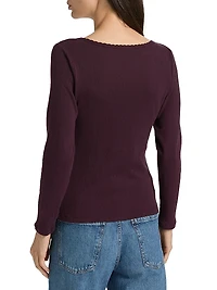 Pointelle-Knit Cotton Top