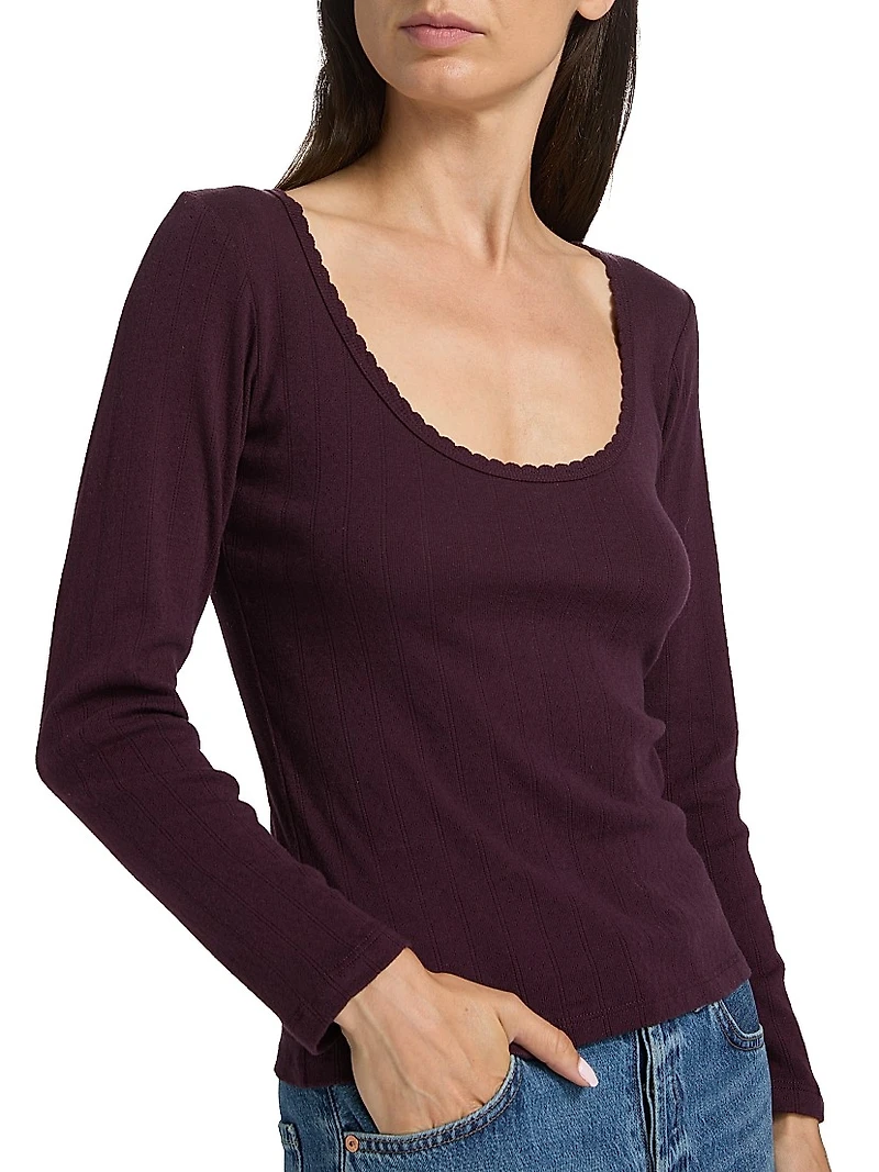 Pointelle-Knit Cotton Top