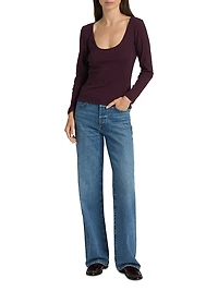 Pointelle-Knit Cotton Top