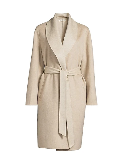 Double-Face Wool-Cashmere Wrap Coat
