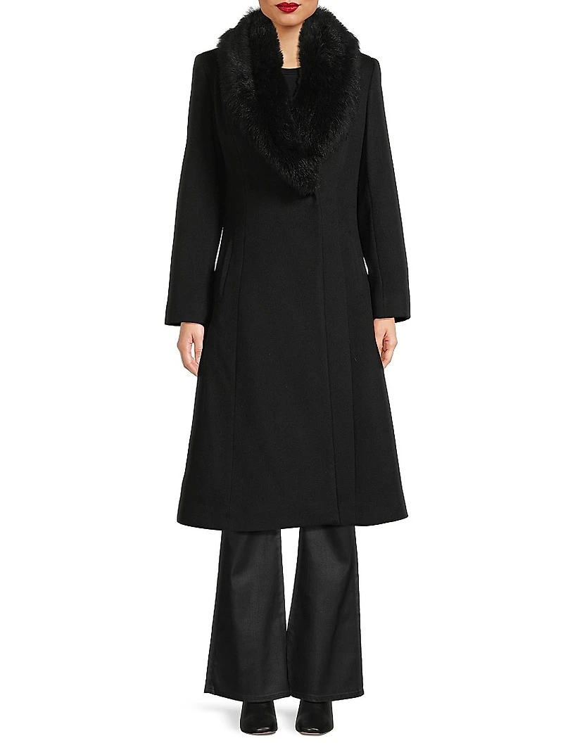 Toscana Shearling Trim Coat