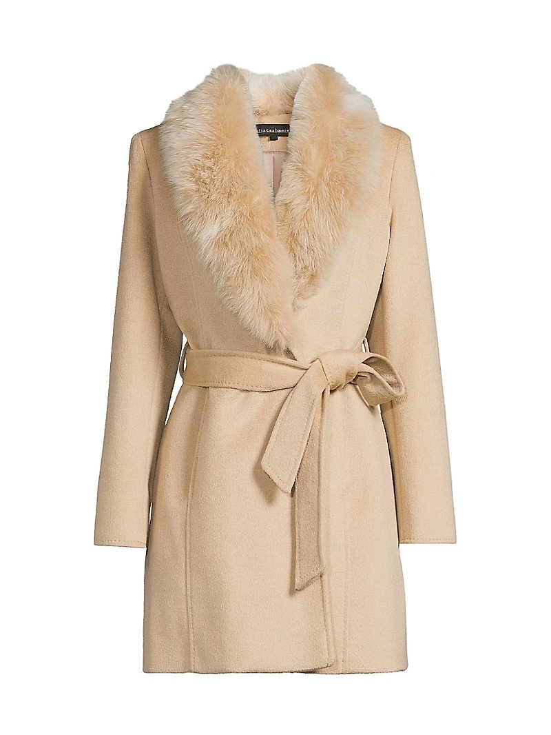 Shearling Collar Wrap Coat
