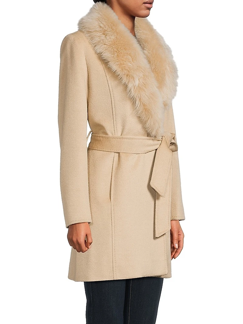 Shearling Collar Wrap Coat