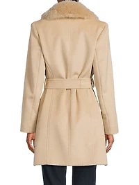 Shearling Collar Wrap Coat