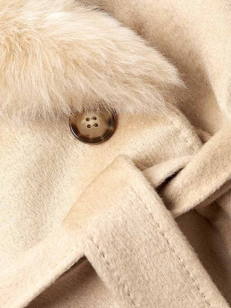 Shearling Collar Wrap Coat