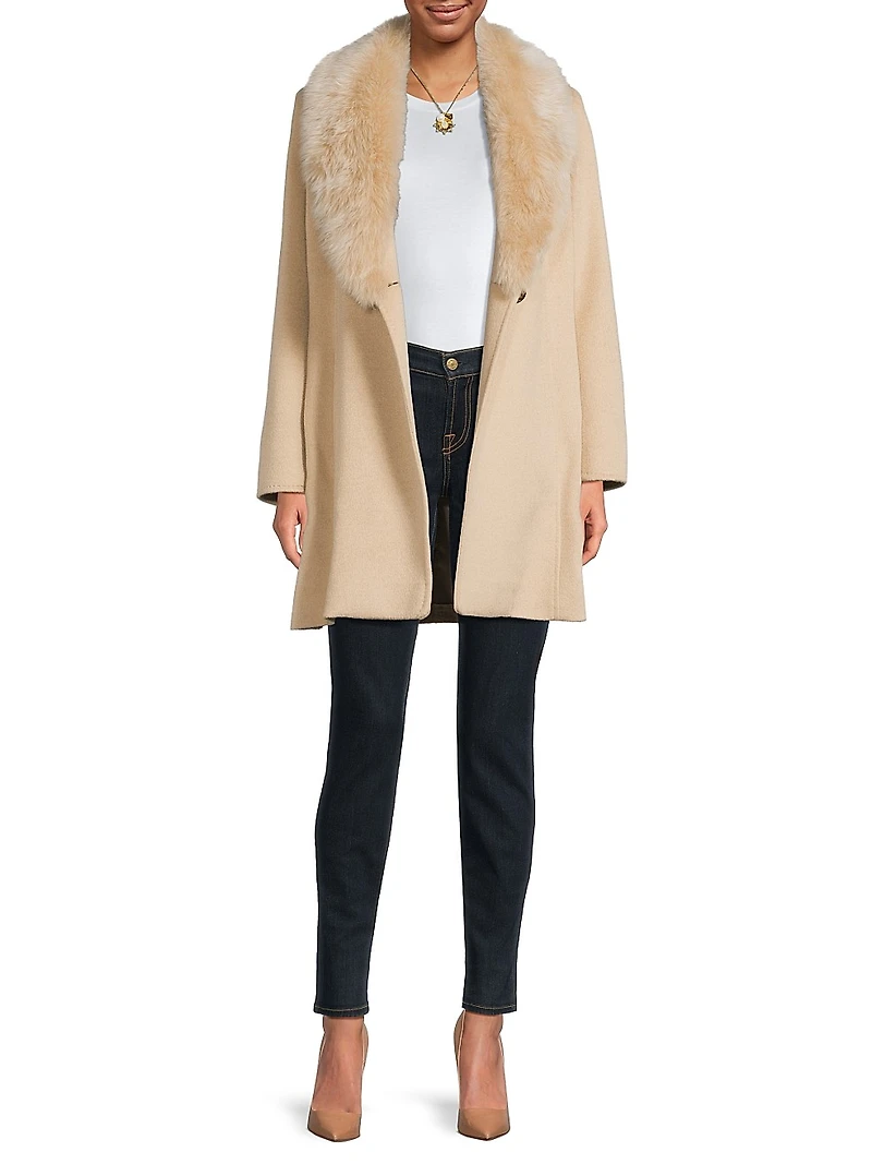 Shearling Collar Wrap Coat
