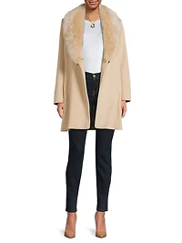 Shearling Collar Wrap Coat