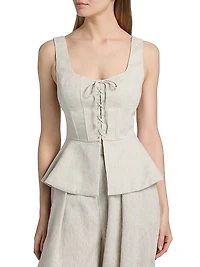Catalan Linen Peplum Top