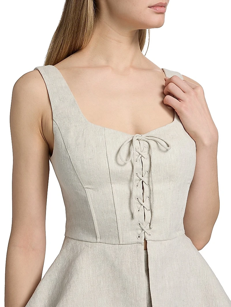 Catalan Linen Peplum Top
