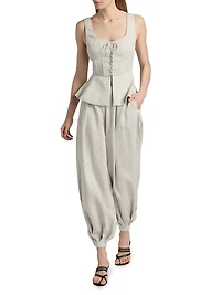 Catalan Linen Peplum Top