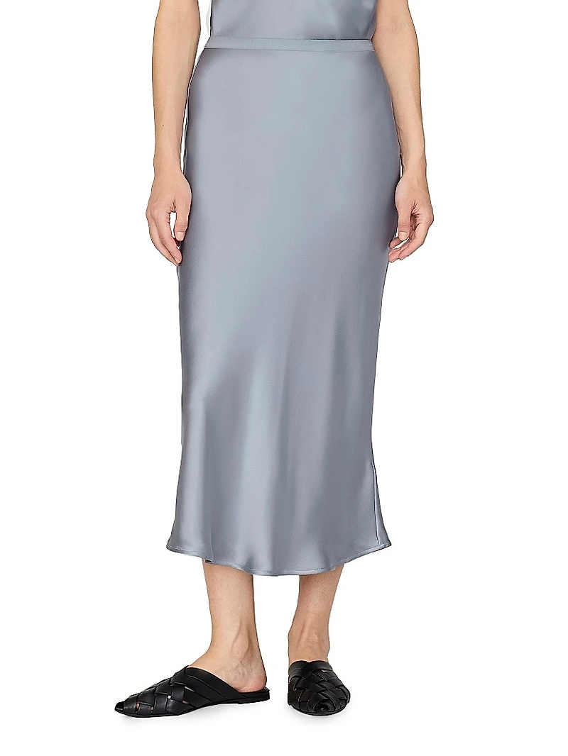 Bar Silk Charmeuse Bias-Cut Midi-Skirt