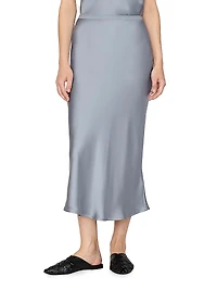 Bar Silk Charmeuse Bias-Cut Midi-Skirt