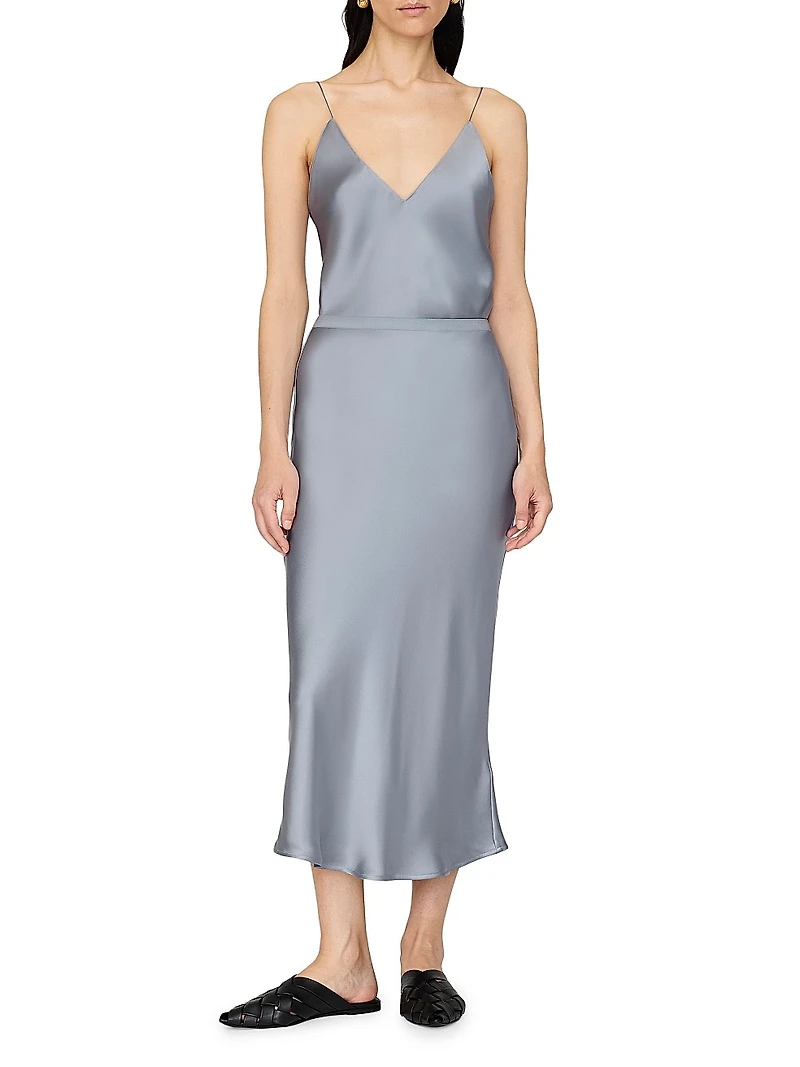 Bar Silk Charmeuse Bias-Cut Midi-Skirt