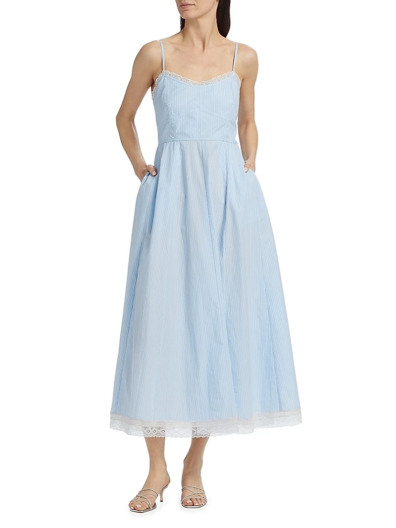 Sandara Striped Cotton Midi-Dress