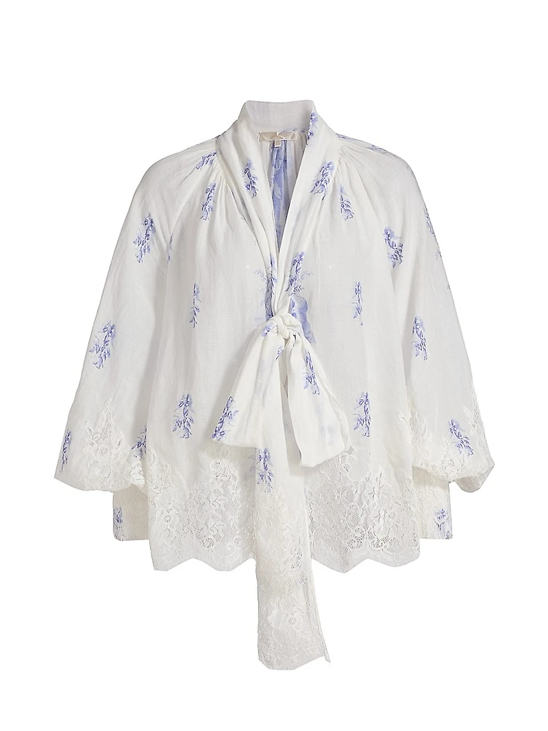 Dresner Floral Lace-Trim Top