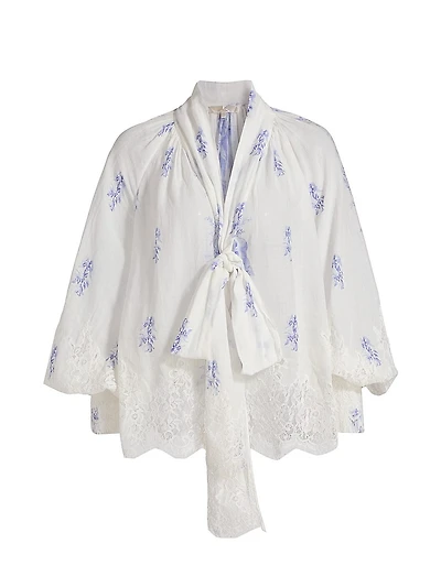 Dresner Floral Lace-Trim Top